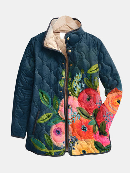 Carmen | Chaqueta acolchada de flores pintadas