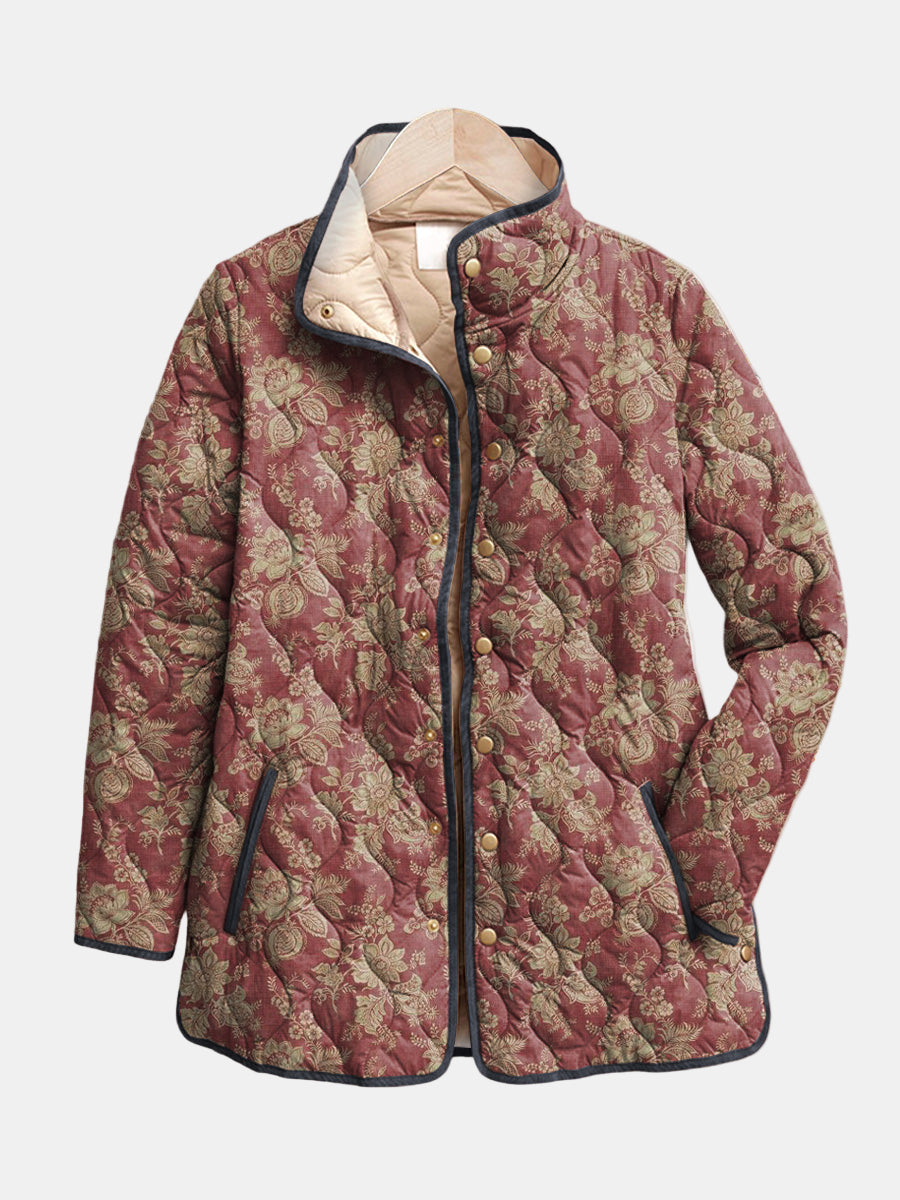 Isabel | Chaqueta acolchada de damasco color ciruela