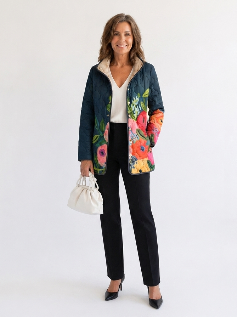 Carmen | Chaqueta acolchada de flores pintadas