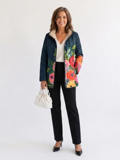 Carmen | Chaqueta acolchada de flores pintadas