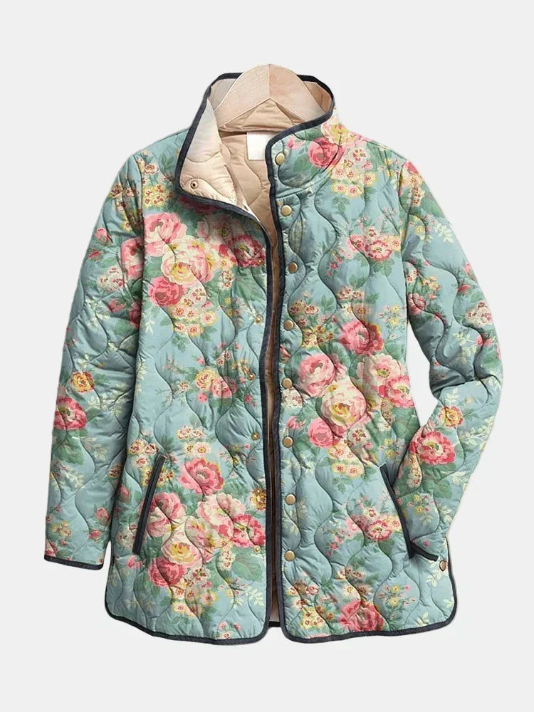 Claudia | Chaqueta acolchada de rosas color celadón