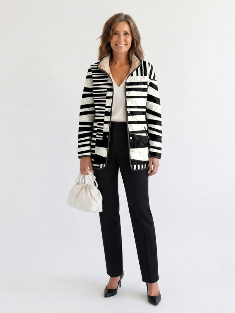 Lucía | Chaqueta acolchada de rayas geométricas
