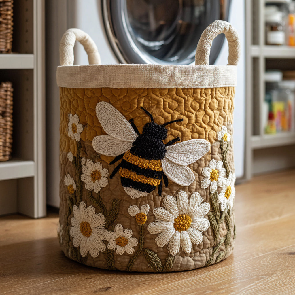 Melissa, cesto acolchado con motivo de abejas y margaritas