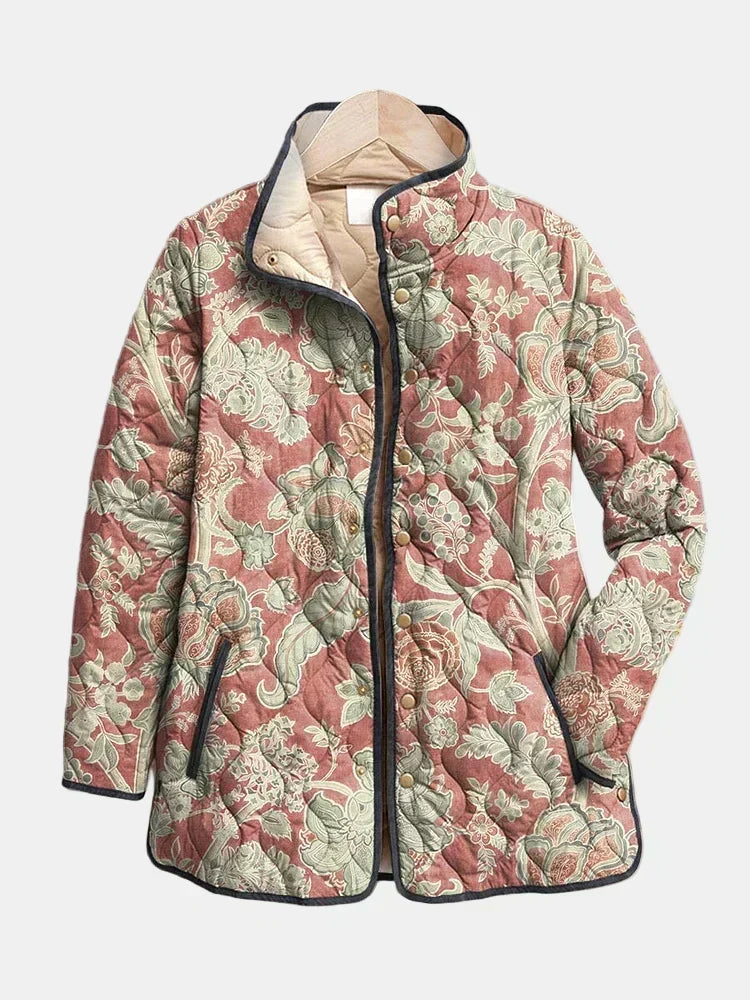 Teresa | Chaqueta acolchada de damasco terracota